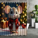 シャワーカーテン かわいい ねずみ柄 3Dデジタルプリント 防水 ポリエステル 浴室 バスルーム お風呂用 穴開け不要 取り付け簡単 おしゃれ モダン シンプル