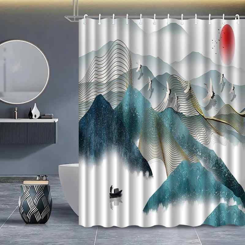シャワーカーテン 浴室 間仕切り バスルーム デジタルプリント 撥水 防カビ ポリエステル モダン シンプル おしゃれ インテリア デザイン
