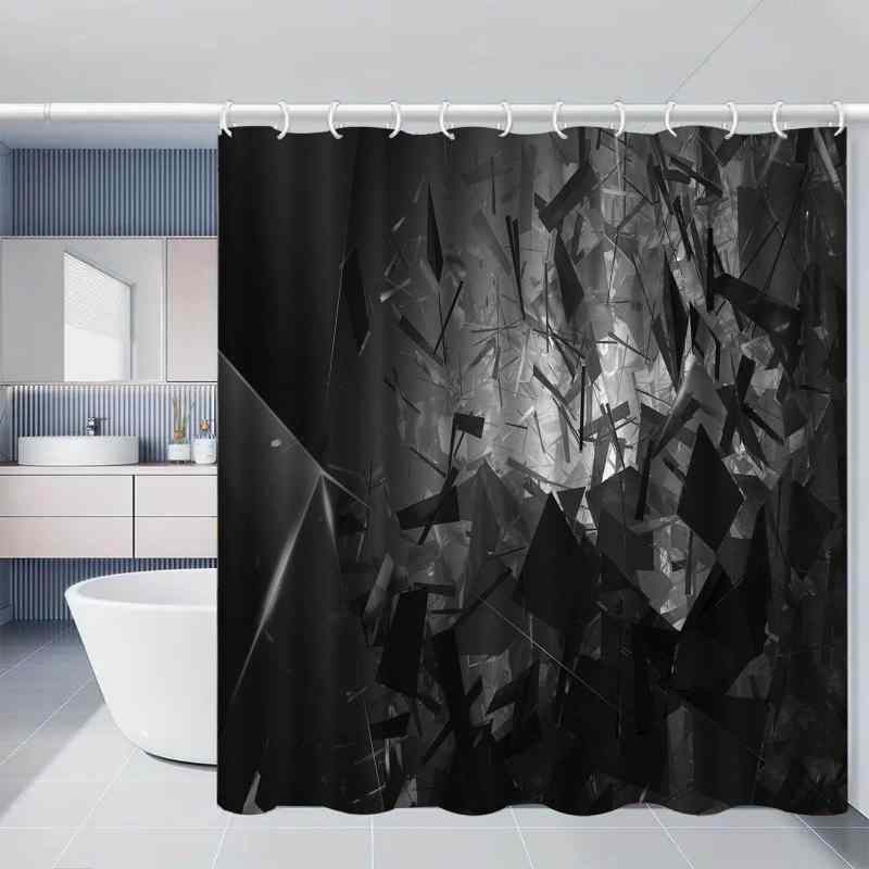 シャワーカーテン バスルームカーテン ガラスアート風 デジタルプリント 防水 防カビ ポリエステル製 浴室 間仕切り用 高級感