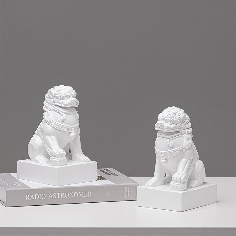 置物 新中国風 麒麟 獅子 神獣 動物 魔除け 縁起物 樹脂製 インテリア オブジェ ブックエンド 本立て ..
