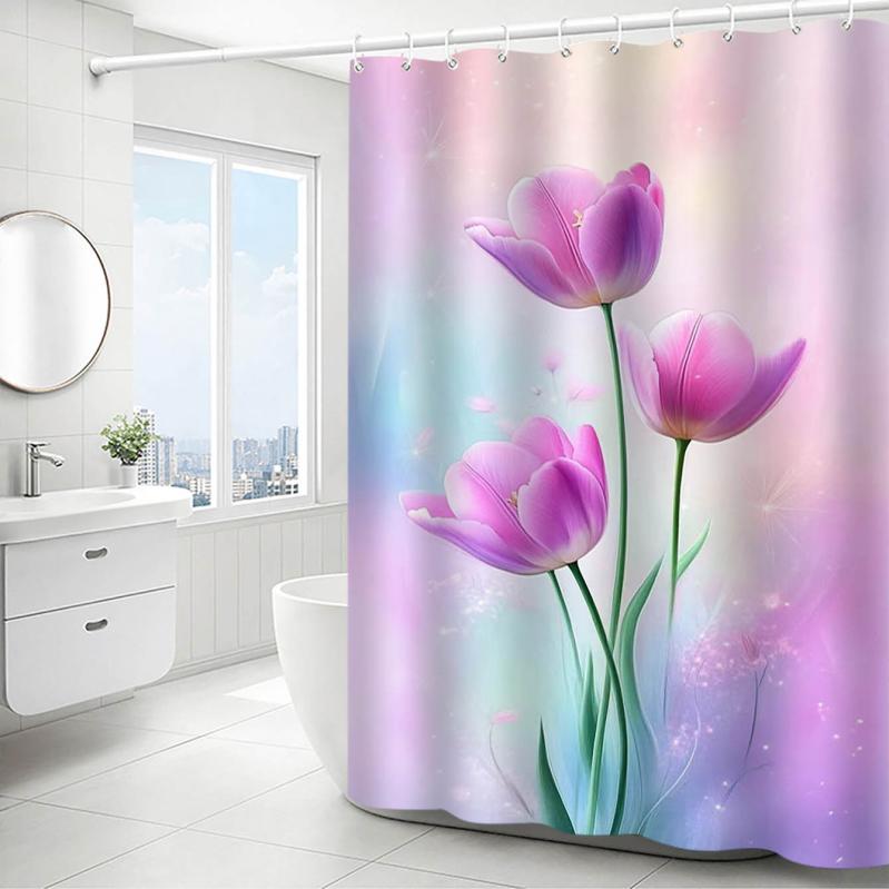 シャワーカーテン 防水 撥水加工 3Dプリント アートデザイン ポリエステル素材 高級感 上質 穴あけ不要 簡単設置 速乾 防カビ バスルーム 目隠し 間仕切り