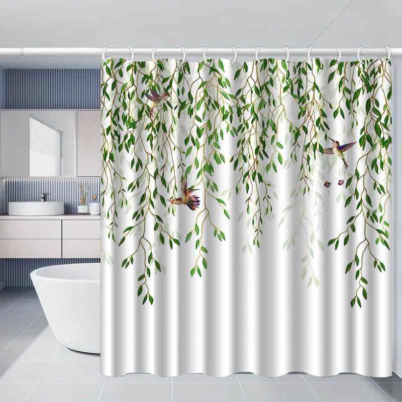 シャワーカーテン 小花柄 リーフ柄 防水 防カビ デジタルプリント ポリエステル バスルーム 間仕切り 穴あけ不要 おしゃれ かわいい 選べるサイズ