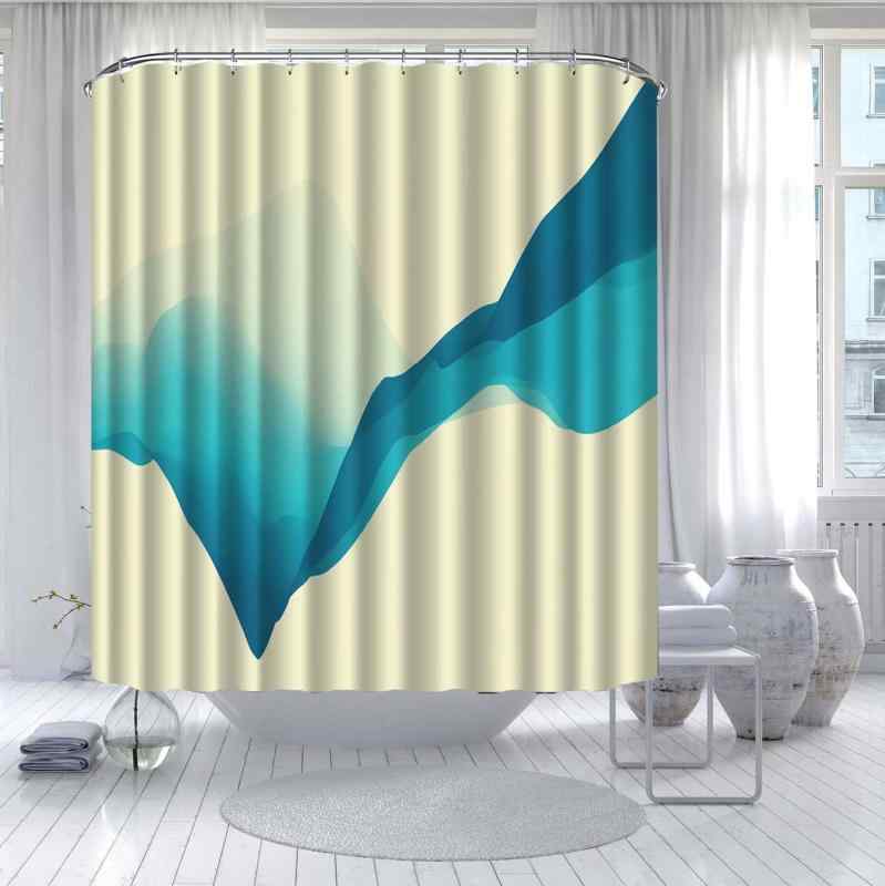 シャワーカーテン 防水 撥水 ポリエステル製 3Dデジタルプリント 抽象柄 モダンデザイン バスルーム 間仕切り インテリア