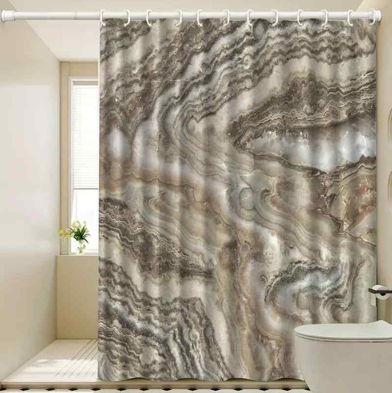 シャワーカーテン 防水 大理石柄 ポリエステル 浴室用 間仕切り 目隠し つっぱり棒対応 おしゃれ バスルーム インテリア 模様替え