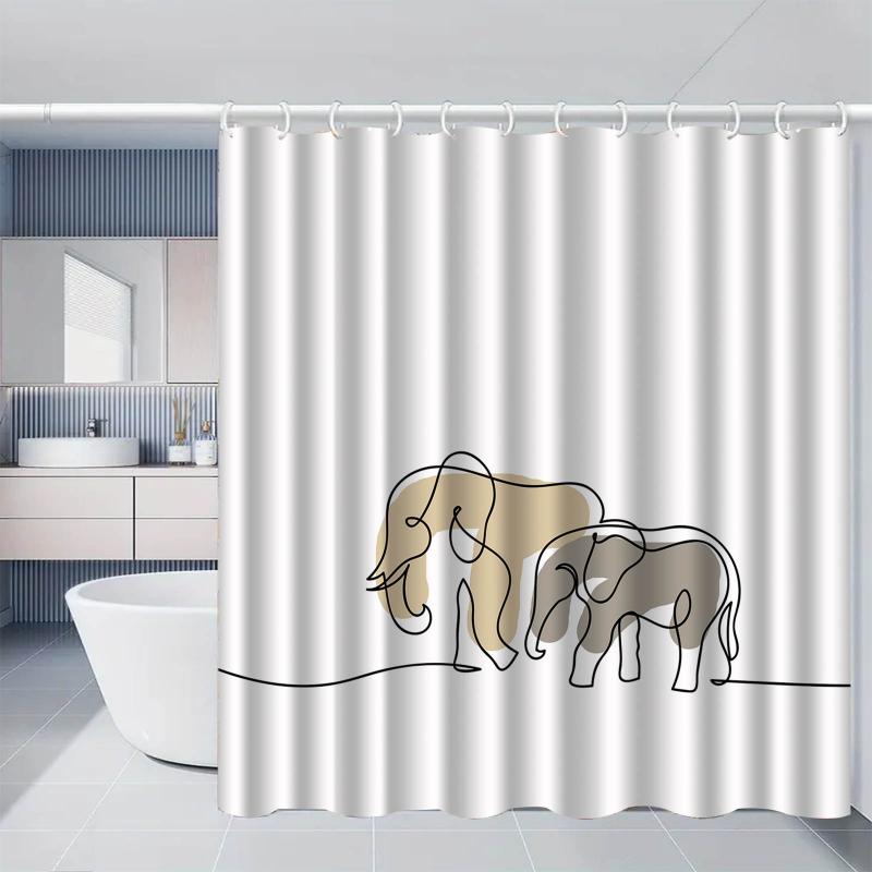 シャワーカーテン 防水 撥水 ポリエステル 間仕切り 目隠し 浴室 バスルーム お風呂 洗面所 トイレ 窓用 穴あけ不要 突っ張り棒式 おしゃれな柄 デザイン シンプル モダン