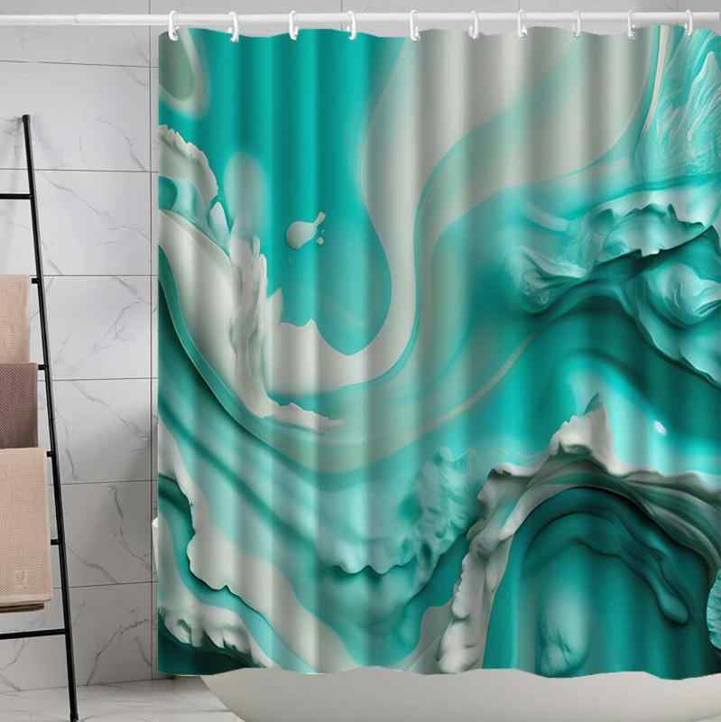 シャワーカーテン 大理石柄 マーブル調 ストライプ柄 ポリエステル 防水 撥水 防カビ 目隠し バスルーム 浴室 間仕切り 突っ張り棒対応