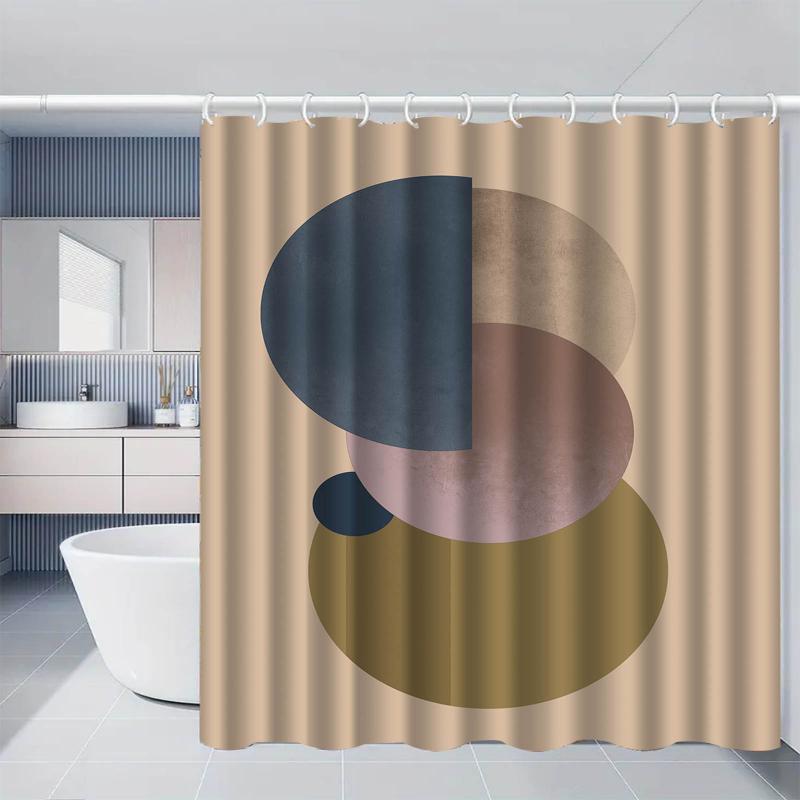 シャワーカーテン 浴室 バスルーム 防水 撥水 防カビ 目隠し 間仕切り 突っ張り棒式 穴開け不要 工事不要 おしゃれ モダン柄 シンプル ポリエステル製 脱衣所 お風呂 洗面所
