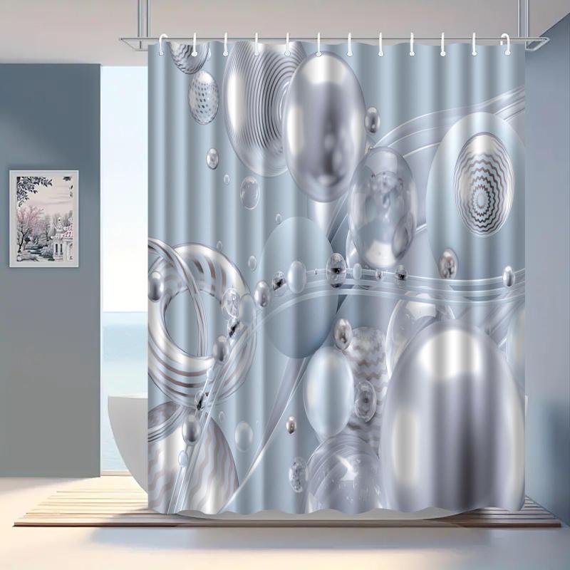 シャワーカーテン 防水 3Dデジタルプリント ポリエステル 浴室 バスルーム 間仕切り 上品 モダン スタイリッシュ 軽量 つっぱり式 目隠し
