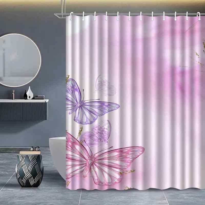 シャワーカーテン 防水 ポリエステル 3Dデジタルプリント 浴室 間仕切り おしゃれな柄 エレガント バスルーム 目隠し