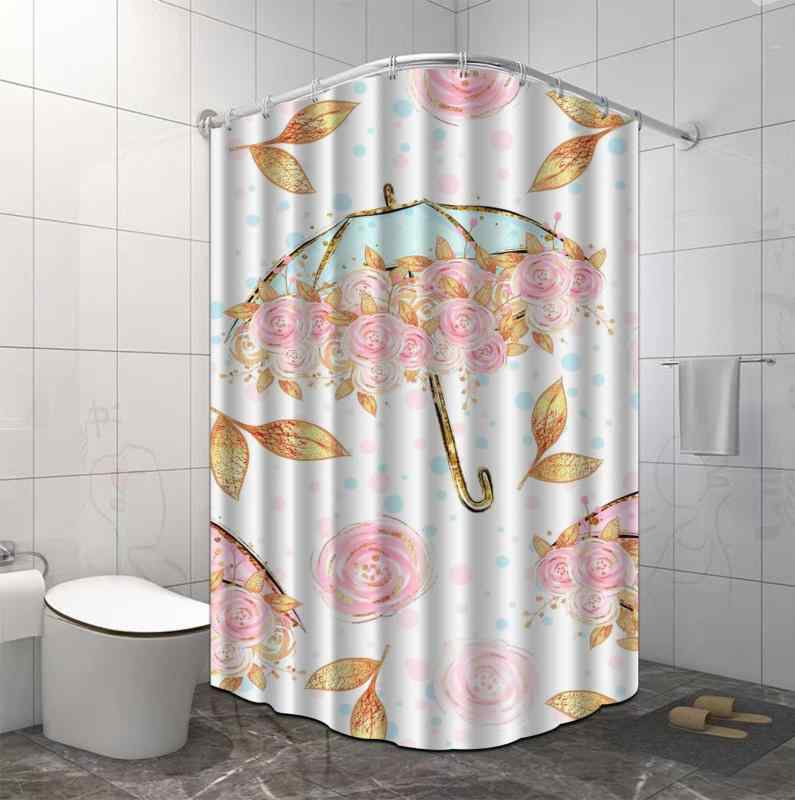 シャワーカーテン ポリエステル 防水 3Dデジタルプリント 浴室 間仕切り 目隠し バスルーム 洗面所 アメリカンスタイル おしゃれ 穴あけ不要 取り付け簡単