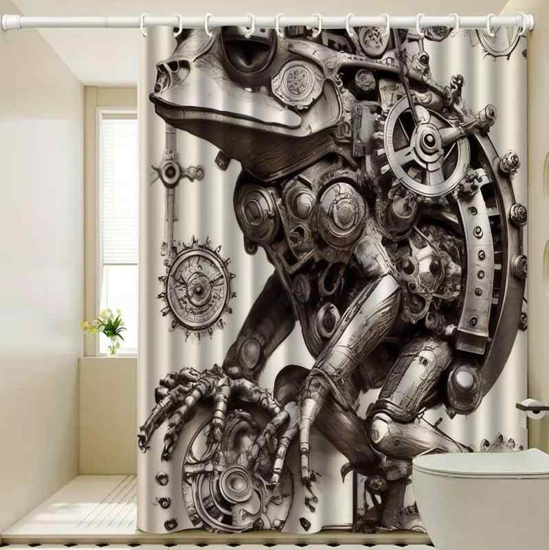 シャワーカーテン バスカーテン 浴室 メカニカル スチームパンク レトロモダン 個性的 おしゃれ 高画質 デジタルプリント ポリエステル 防水