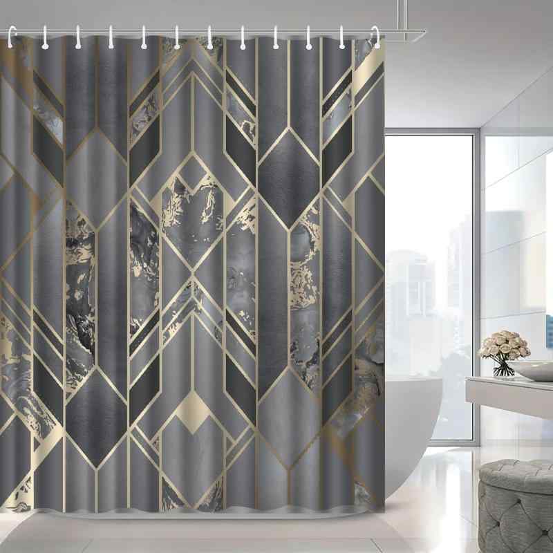 シャワーカーテン 防水 防カビ ポリエステル製 3D高画質 デジタルプリント ルービックキューブ柄 幾何学模様 シンプル モダン スタイリッシュ バスルーム バスグッズ