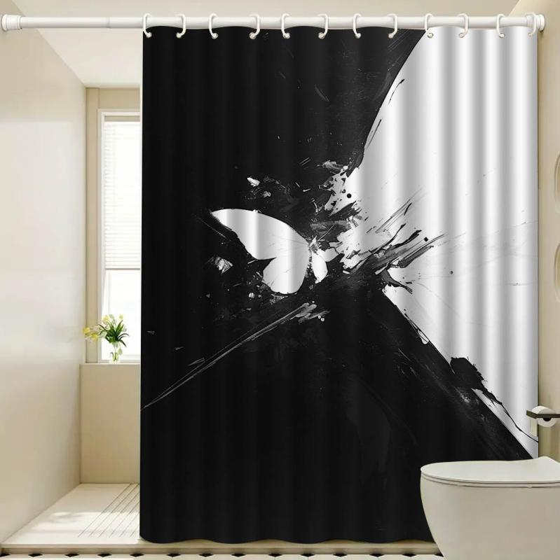 シャワーカーテン 防水 防カビ デジタルプリント ポリエステル 撥水加工 フック付き 浴室 バスルーム 間仕切り 目隠し おしゃれ モダン 柄物 穴あけ不要