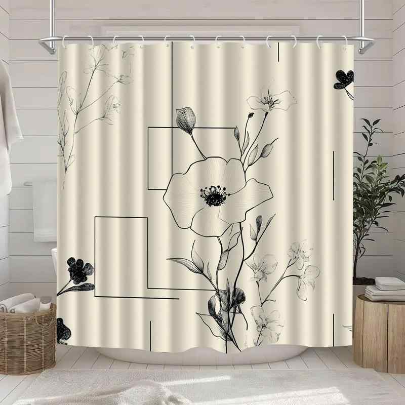 シャワーカーテン ポリエステル製 防水 撥水 デジタルプリント おしゃれ モダン 高級感 間仕切り ユニットバス用 目隠し 洗面所 耐久性 バス用品