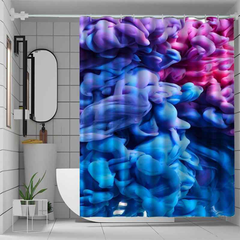 シャワーカーテン 防水 撥水 防カビ 厚手 ポリエステル製 デジタルプリント 総柄 シンプル モダン スタイリッシュ 浴室用 間仕切り 乾湿分離 目隠し 工事不要 ユニットバス