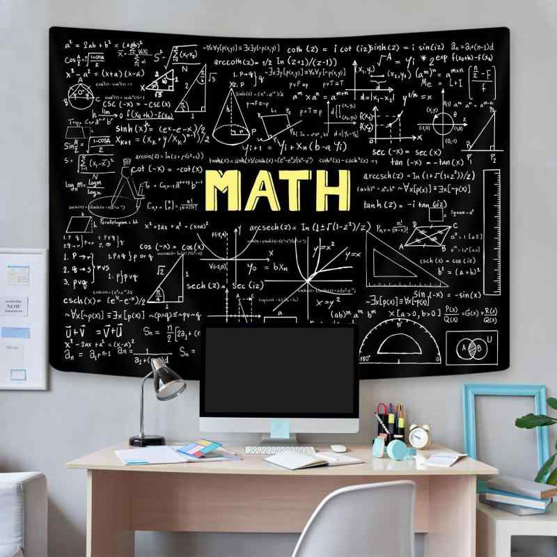 タペストリー キッズ 子供 数学 幾何学 方程式 数式 科学 学習 教育 ウォールデコ 教室 リビング 寝室 書斎 子供部屋 インテリア 壁掛け 飾り ポリエステル 北欧 長方形