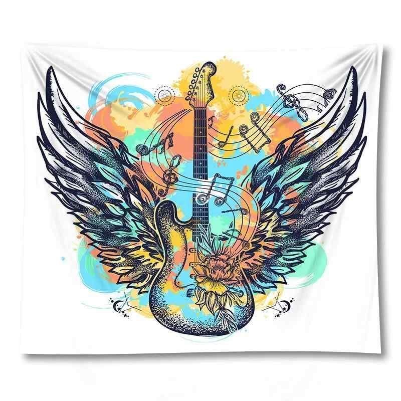 タペストリー 音楽 ギター レコード柄 ファブリック 壁掛け 北欧風 おしゃれ ポリエステル製 リビング ..