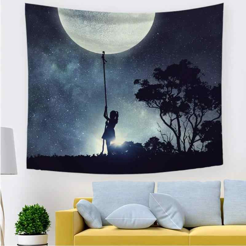 タペストリー 月 モダン サイケデリック ウォールデコ 壁掛け 北欧風 風景柄 リビング 寝室 書斎 子供..