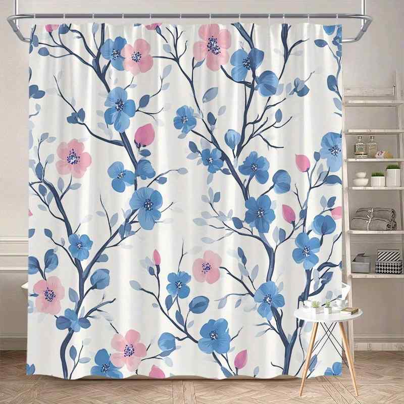 シャワーカーテン エレガント レトロ 植物柄 花柄 デジタルプリント バスルーム 間仕切り 目隠し 防水 ポリエステル