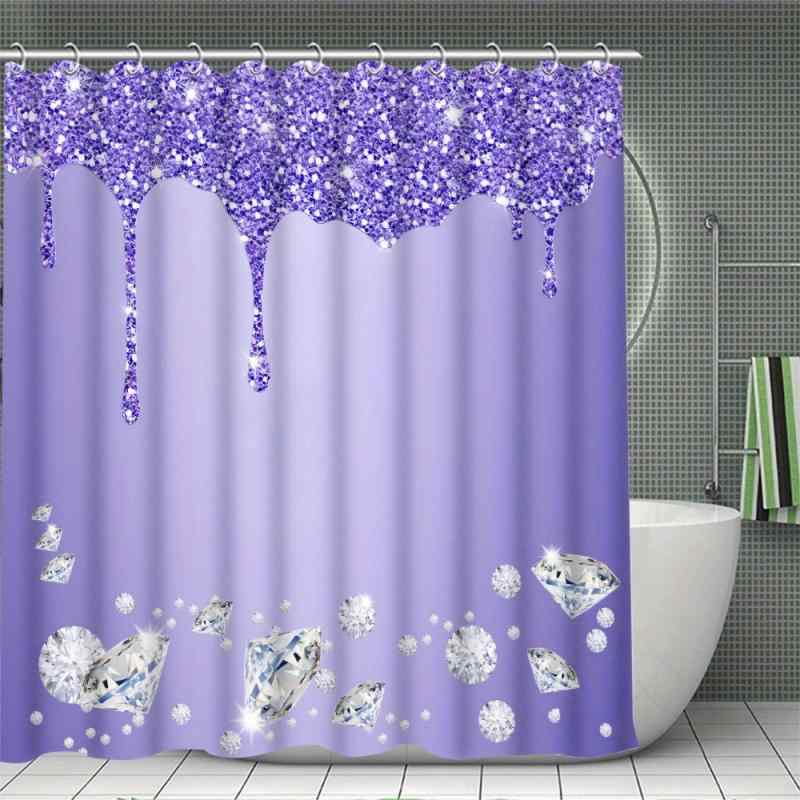 シャワーカーテン 防水 ポリエステル デジタルプリント ジルコニア 水滴 宝石柄 フック付き バスルーム おしゃれ 目隠し 浴室 間仕切り