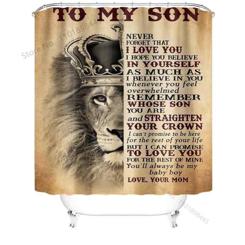 シャワーカーテン バスカーテン お風呂用カーテン ブラック グレー 王冠 ライオン ロイヤル柄 デジタルプリント 高画質印刷 ポリエステル 防水 浴室用 間仕切り 目隠し