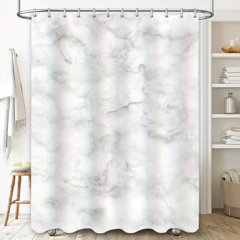 シャワーカーテン 大理石柄 防水 防カビ 高画質デジタルプリント バスルーム 浴室 お風呂場 洗面所 脱衣所 間仕切り 仕切り 目隠し フック付き ポリエステル製