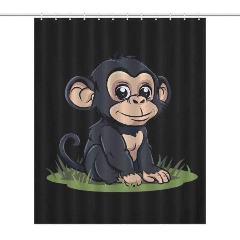 シャワーカーテン ゴリラ アニマルデザイン 高画質デジタルプリント ポリエステル製 バスルーム 防水 ウォータープルーフ おしゃれ 間仕切り 個性派 ユニーク