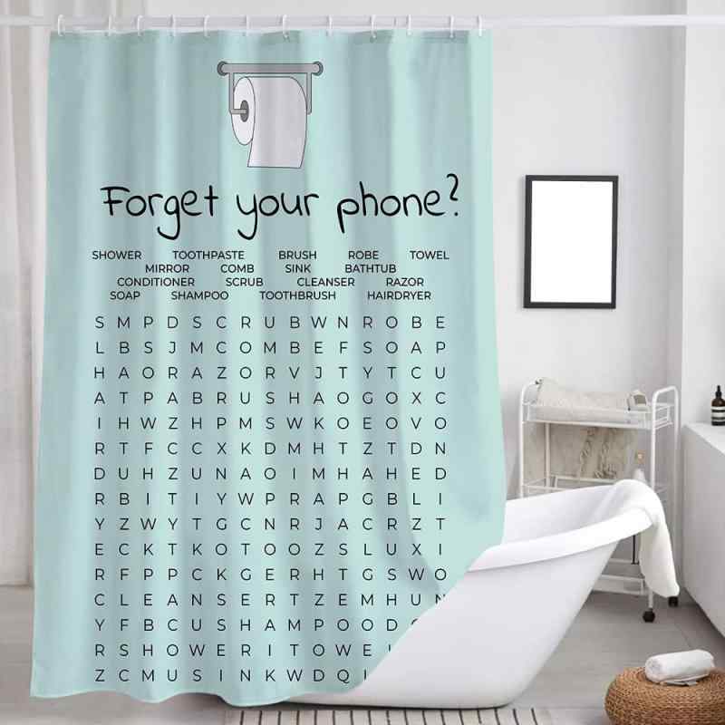 シャワーカーテン ワード検索 パズルゲーム ユニーク 楽しい バスルーム お風呂場 目隠し 間仕切り デ..