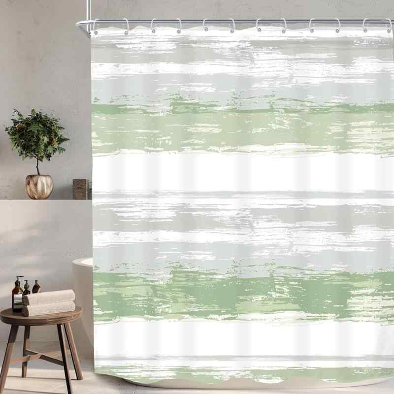 シャワーカーテン 抽象アート ストライプ柄 デジタルプリント 防水 撥水 ポリエステル製 おしゃれ モダン 高精細 バスルーム 間仕切り 目隠し 浴室用