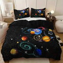 布団カバー 枕カバー 羽毛布団カバー 枕カバー 銀河 星柄 宇宙柄 寝具カバーセット ポリエステル 高精細印刷 デジタルプリント 柔らかい 肌触り 快適 自宅 寝室 3点セット