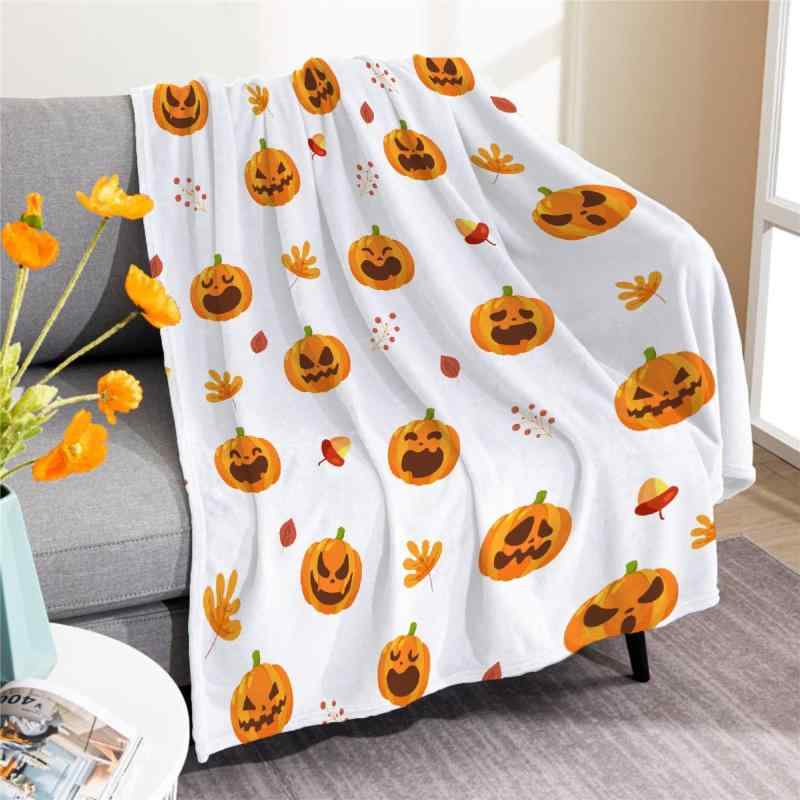 ブランケット ハロウィン カボチャ柄 フランネル ポリエステル 軽量 超柔らか ソフトタッチ ふわふわ ..