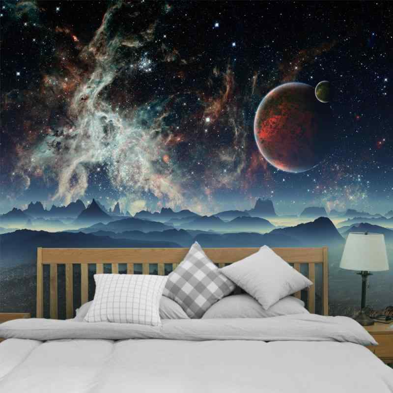 タペストリー 星空 宇宙柄 ポリエステル 背景布 壁掛け ウォールデコレーション リビング 寝室 子供部屋 インテリア 部屋飾り モダン シンプル 手洗い可能 正方形(x2)