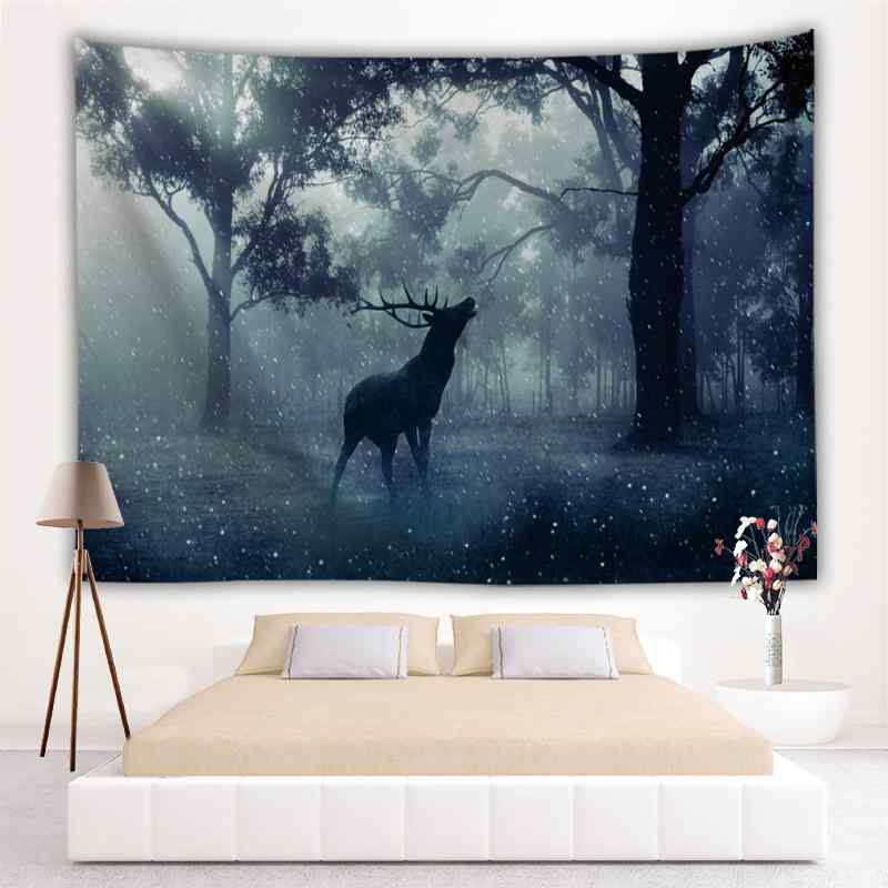 タペストリー 鹿柄 エルク柄 壁掛け 装飾 インテリア モダン シンプル ポリエステル スクエア カラフル リビング 寝室 子供部屋 多用途(x2)