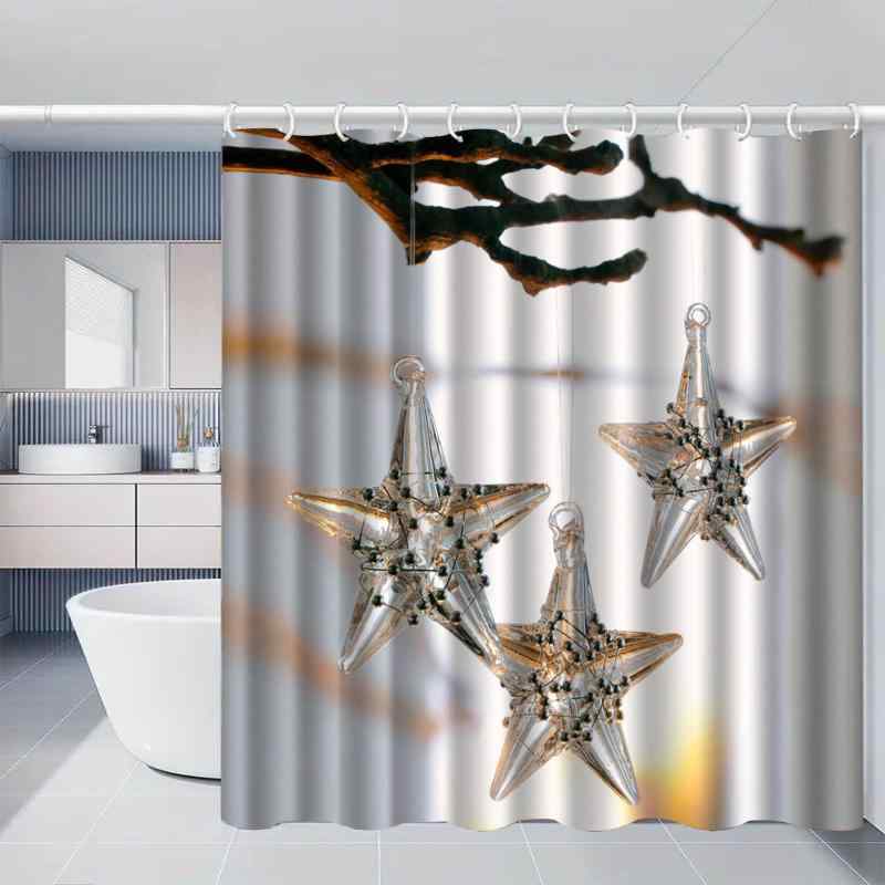 シャワーカーテン 厚手 防水 防カビ シンプル ポリエステル製 星柄 雪柄 おしゃれ 浴室 バスルーム ホテル仕様 目隠し 自宅 ユニットバス 衛生的