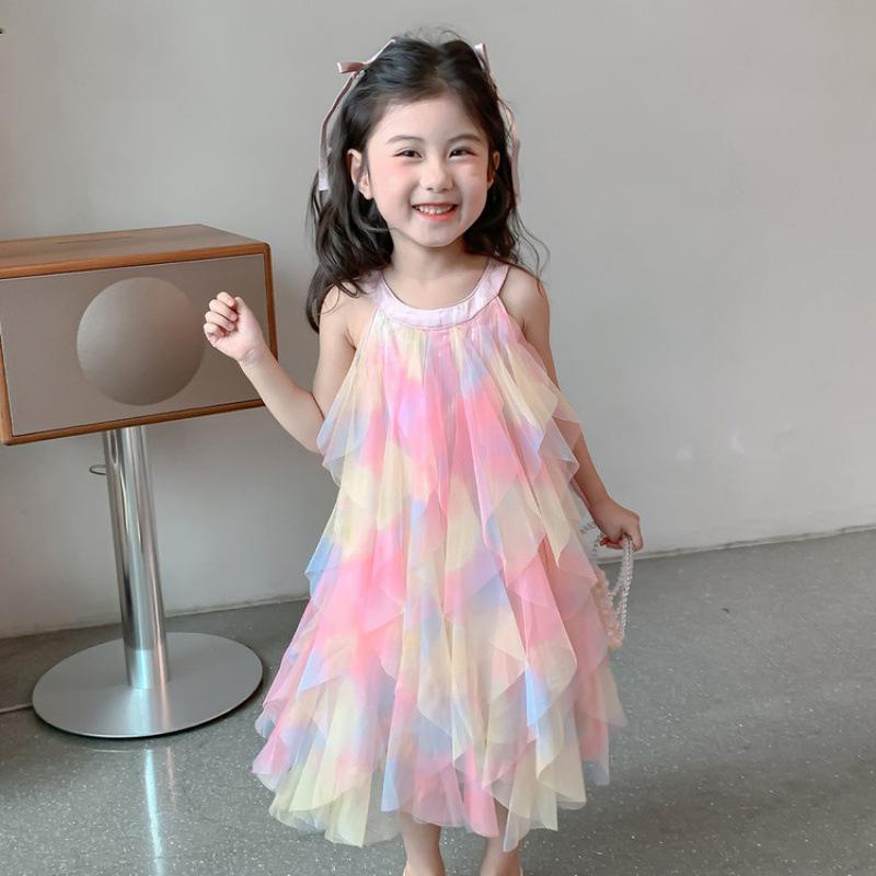 ワンピース 女の子 キッズ 夏 サマー ホルターネック グラデーション チュール プリンセスドレス お嬢..