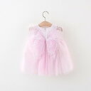 キッズ ワンピース 女の子 ベビー 幼児 ノースリーブ プリンセス風 蝶々羽根 チュール レース ポリエステル 夏用 ピンク グリーン