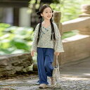セットアップ キッズ 女の子 子供服 チャイナ風 中国風 秋 秋冬 パンツ 上下セット 長ズボン 2点セット ポリエステル素材 普段着 お出かけ かわいい おしゃれ ブルー系