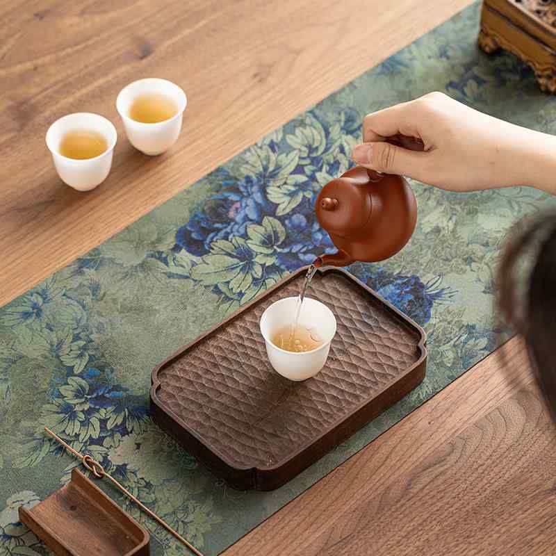 茶席 レディース 新中国風 禅テイスト 布製 高級感 蓮の花柄 乾式茶席 茶卓マット テーブルランナー