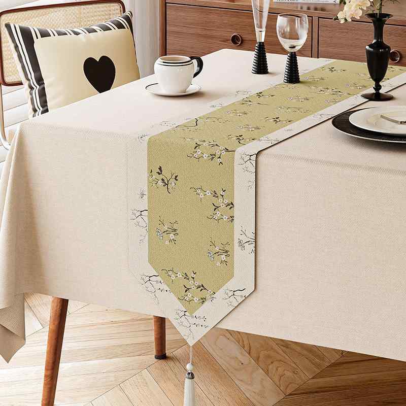 テーブルランナー 新中式 中国風 レトロ調 麻 リネン 防水加工 長方形 食卓 ティーテーブル用 リビング..