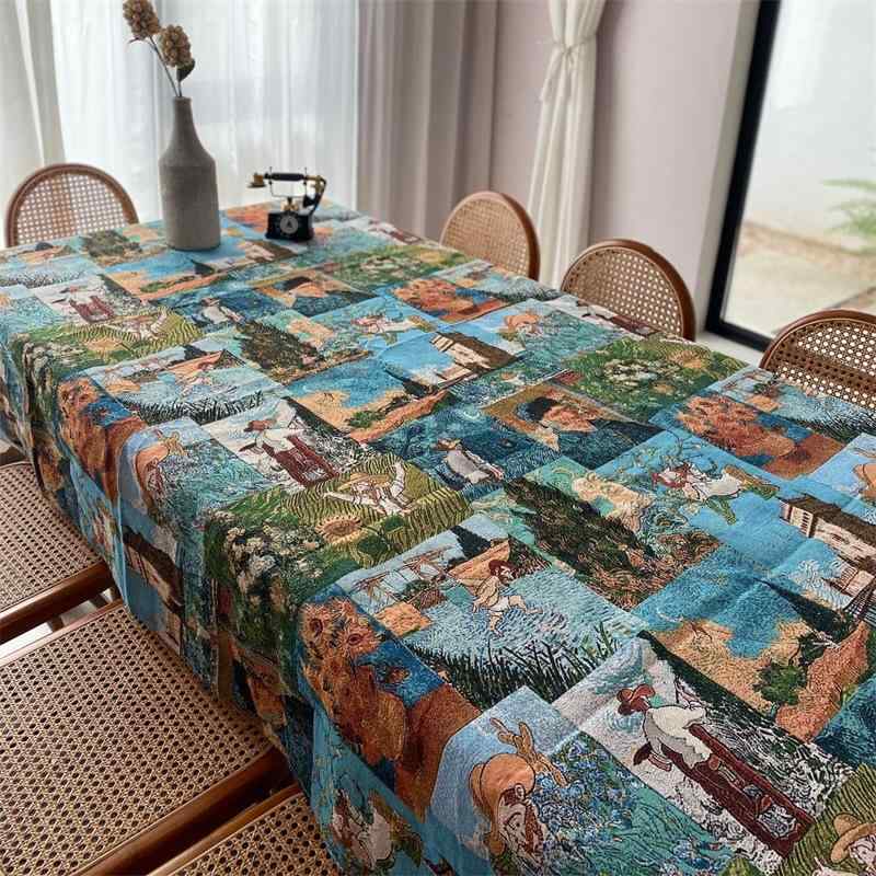 テーブルクロス ゴッホ 星空 油絵風 高級感 おしゃれ 雰囲気 食卓カバー ティーテーブル ガーデン キャ..