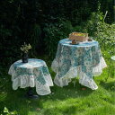 テーブルクロス ファブリック製 ポリエステル 綿混 ヨーロピアン クラシック エレガント レース フリル ジャガード織り モネ風 油彩画 花柄 ブルー ダイニン...