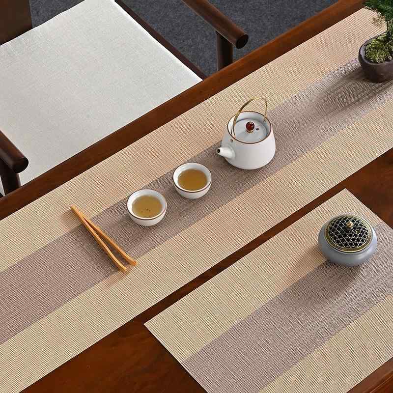 テーブルランナー 新中国風 禅風 モダン 軽やか 高級感 麻 リネン 防水加工 ダイニング コーヒー ティーテーブル お茶席用