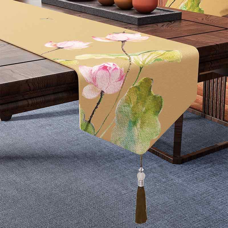 テーブルランナー 新中式 禅意 和モダン 高級感 軽奢 上質 防水 撥水 防汚 お手入れ簡単 耐熱 ダイニングテーブル 茶席 ティータイム ベッドスロー リビング 寝室