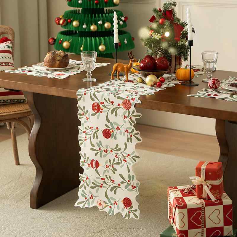 テーブルランナー ランチョンマット クリスマスライト柄 ダイニング アメリカン 高級感 ライトラグジュアリー ポリエステル 食卓 ティータイム リビング(x2)