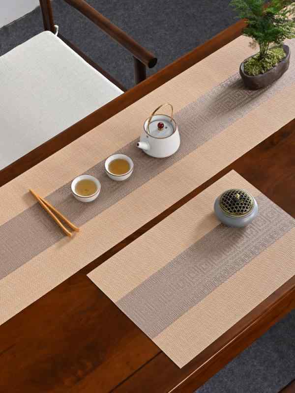 テーブルランナー モダンチャイニーズ テーブルクロス ティーマット 防水 撥水 PVC 長方形 ロング ライトラグジュアリー 高級感 ダイニング 食卓 ティーテーブル 禅スタイル 耐熱 ストライプ柄