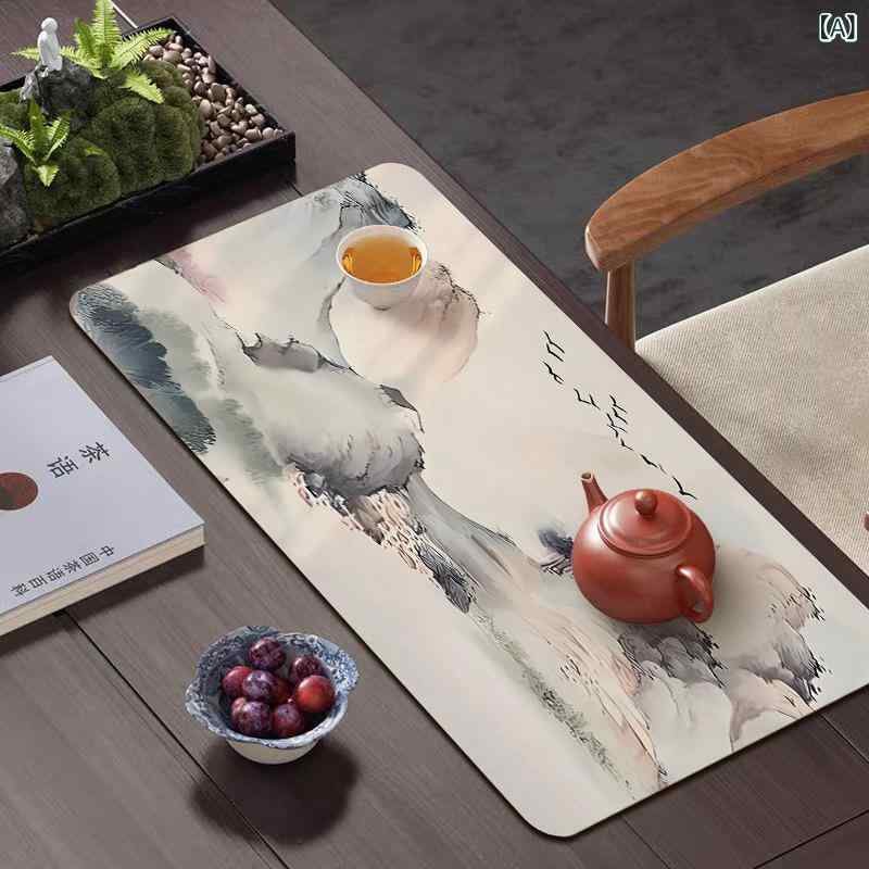 茶席 珪藻土 吸水速乾 新中華風 モダン 中国柄 デザイン 正方形 テーブルクロス テーブルランナー お手入れ簡単 傷防止 リビング ダイニング おしゃれ 上品