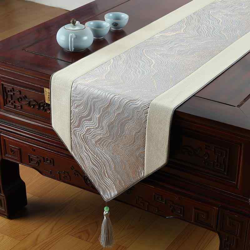 テーブルランナー 新中華風 モダン アジアン 高級感 エレガント 上品 シンプル 布製 ファブリック 耐熱 コーヒーテーブル ティーテーブル テレビボード サイドボード 長方形
