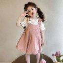 ワンピース 女の子 キッズ ベビー 子供服 半袖 サロペットスカート 2点セット 夏 薄手 柔らかい コットン ポリエステル 韓国風 カジュアル ドレス