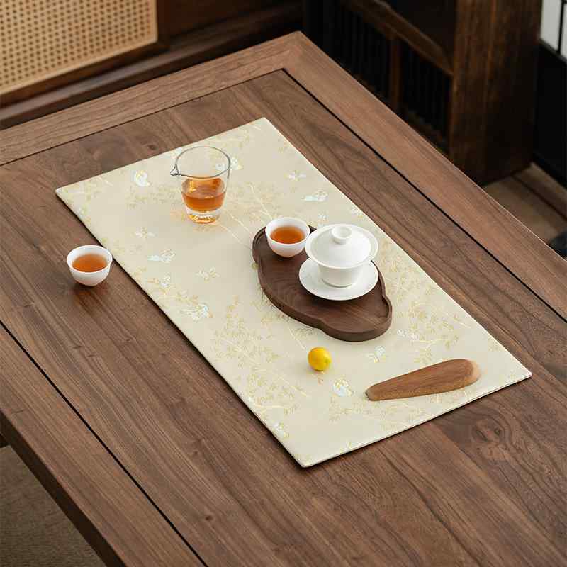 茶席マット 中国風 宋錦 錦織 高級感 上質 ファブリック 布製 耐熱 両面 リバーシブル 防水加工 撥水 家庭用 乾式茶席 テーブルランナー 伝統柄 多用途