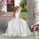 ドレス 女の子 キッズ プリンセス 上品 高級感 結婚式 ピアノ発表会 フラワーガール 誕生日会 フォーマル ポリエステル ホワイト